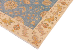 handmade Traditional Kafkaz Blue Ivory Hand Knotted RECTANGLE 100% WOOL area rug 9 x 12