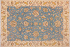 handmade Traditional Kafkaz Blue Ivory Hand Knotted RECTANGLE 100% WOOL area rug 9x12