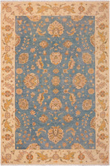 handmade Traditional Kafkaz Blue Ivory Hand Knotted RECTANGLE 100% WOOL area rug 9 x 12
