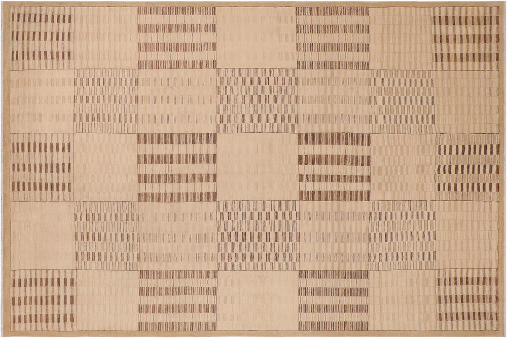 handmade Modern Gabbeh Beige Brown Hand Knotted RECTANGLE 100% WOOL area rug 10' x 14'