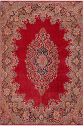 handmade Vintage Vintage Red Blue Hand Knotted RECTANGLE 100% WOOL area rug 10 x 13