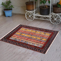 handmade Transitional Shawl Red Blue Hand Knotted RECTANGLE 100% WOOL area rug 2x3