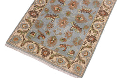 handmade Traditional Kafkaz Lt. Blue Ivory Hand Knotted RECTANGLE 100% WOOL area rug 2 x 3