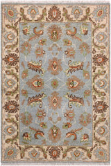 handmade Traditional Kafkaz Lt. Blue Ivory Hand Knotted RECTANGLE 100% WOOL area rug 2 x 3