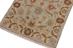 handmade Traditional Kafkaz Lt. Blue Ivory Hand Knotted RECTANGLE 100% WOOL area rug 2 x 3