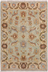 handmade Traditional Kafkaz Lt. Blue Ivory Hand Knotted RECTANGLE 100% WOOL area rug 2 x 3