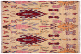 handmade Geometric Moroccan Lt. Gold Red Hand Knotted RECTANGLE 100% WOOL area rug 5' x 7'