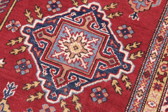 handmade Geometric Kazak Red Beige Hand Knotted RECTANGLE 100% WOOL area rug 6'X8'
