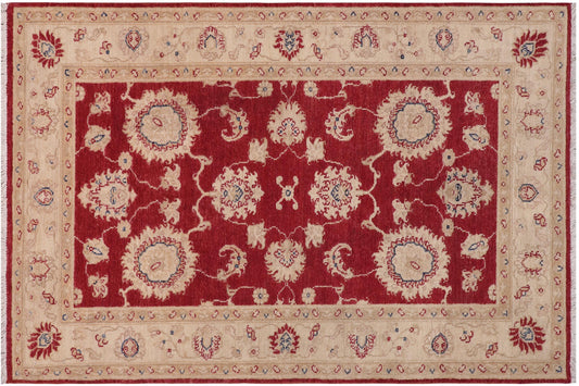 handmade Traditional Kafkaz Red Ivory Hand Knotted RECTANGLE 100% WOOL area rug 3x5