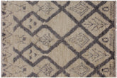 handmade Geometric Moroccan Ivory Grey Hand Knotted RECTANGLE 100% WOOL area rug 4' x 6'