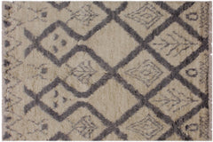 handmade Geometric Moroccan Ivory Grey Hand Knotted RECTANGLE 100% WOOL area rug 4' x 6'