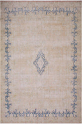 handmade Vintage Vintage Brown Blue Hand Knotted RECTANGLE 100% WOOL area rug 10x13