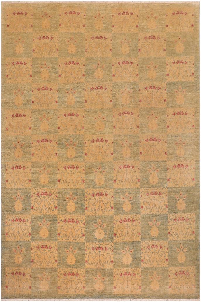 handmade Transitional Kafkaz Blue Beige Hand Knotted RECTANGLE 100% WOOL area rug 10 x 13