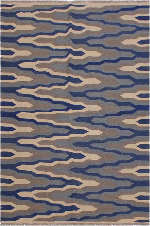 Flat Weave Kilim Antique Navaho Vintage handmade Modern Kilim Ivory Grey Hand-Woven Rectangle 100% Wool Area Rug 5x7