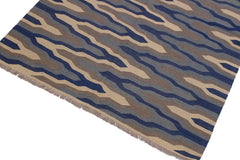 Flat Weave Kilim Antique Navaho Vintage handmade Modern Kilim Ivory Grey Hand-Woven Rectangle 100% Wool Area Rug 5x7