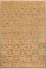 handmade Transitional Kafkaz Blue Beige Hand Knotted RECTANGLE 100% WOOL area rug 10 x 13