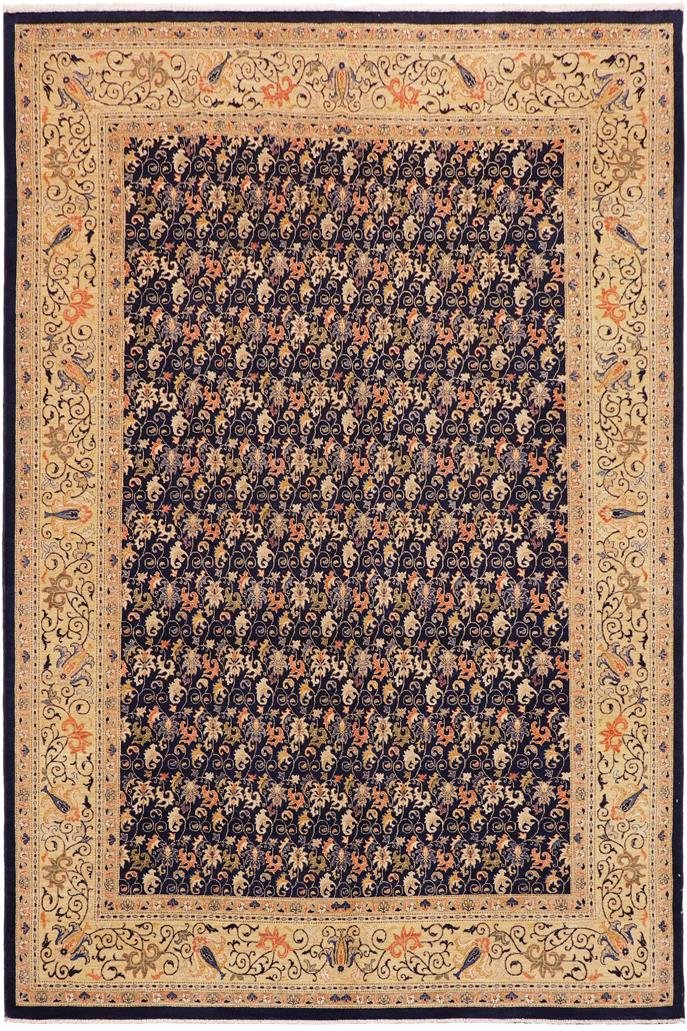 handmade Transitional Kafkaz Blue Gold Hand Knotted RECTANGLE 100% WOOL area rug 10 x 14