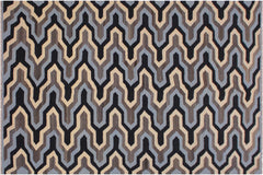 handmade Modern Kilim Ivory Blue Hand-Woven RECTANGLE 100% WOOL area rug 6x8