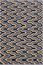 Flat Weave Kilim Antique Navaho Vintage handmade Modern Kilim Ivory Blue Hand-Woven Rectangle 100% Wool Area Rug 6x8