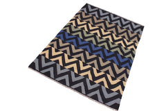 Flat Weave Kilim Antique Navaho Vintage handmade Modern Kilim Black Ivory Hand-Woven Rectangle 100% Wool Area Rug 5x7