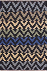 Flat Weave Kilim Antique Navaho Vintage handmade Modern Kilim Black Ivory Hand-Woven Rectangle 100% Wool Area Rug 5x7