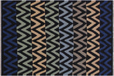 handmade Modern Kilim Black Blue Hand-Woven RECTANGLE 100% WOOL area rug 5x7