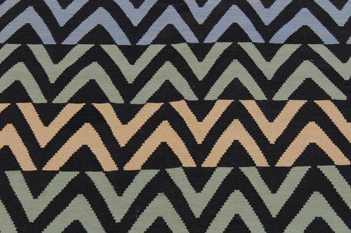 handmade Modern Kilim Black Blue Hand-Woven RECTANGLE 100% WOOL area rug 5x7