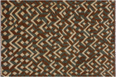 handmade Modern Kilim Brown Ivory Hand-Woven RECTANGLE 100% WOOL area rug 5x7