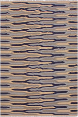 Flat Weave Kilim Antique Navaho Vintage handmade Modern Kilim Beige Blue Hand-Woven Rectangle 100% Wool Area Rug 6x9