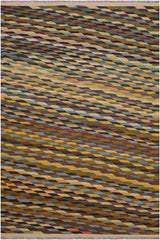 Flat Weave Kilim Antique Navaho Vintage handmade Modern Kilim Ivory Black Hand-Woven Rectangle 100% Wool Area Rug 6x8