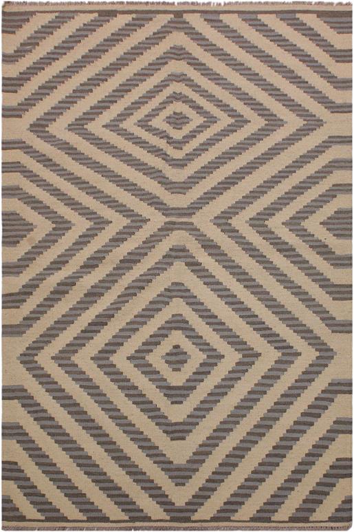 Flat Weave Kilim Antique Navaho Vintage handmade Modern Kilim Ivory Grey Hand-Woven Rectangle 100% Wool Area Rug 4x6