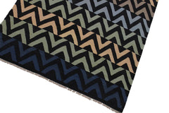 Flat Weave Kilim Antique Navaho Vintage handmade Modern Kilim Black Blue Hand-Woven Rectangle 100% Wool Area Rug 4x6