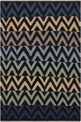 Flat Weave Kilim Antique Navaho Vintage handmade Modern Kilim Black Blue Hand-Woven Rectangle 100% Wool Area Rug 4x6