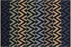 handmade Modern Kilim Black Blue Hand-Woven RECTANGLE 100% WOOL area rug 4x6