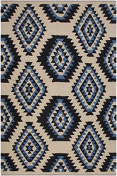 Flat Weave Kilim Antique Navaho Vintage handmade Modern Kilim Ivory Black Hand-Woven Rectangle 100% Wool Area Rug 8x10