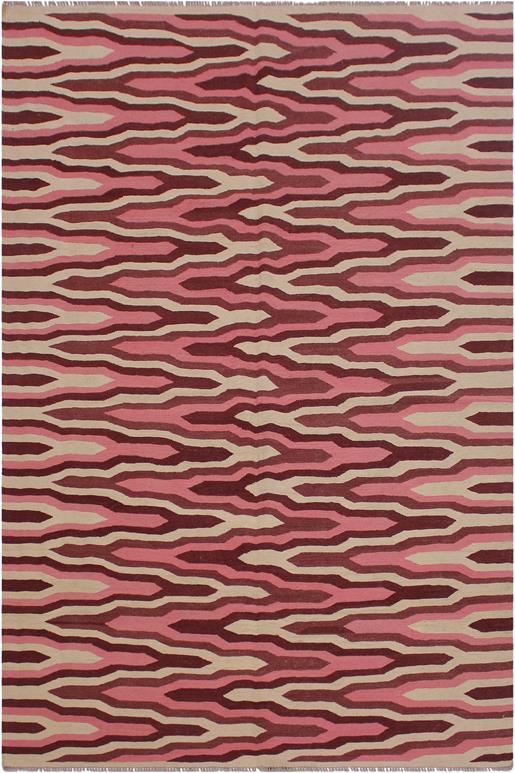 Flat Weave Kilim Antique Navaho Vintage handmade Modern Kilim Ivory Pink Hand-Woven Rectangle 100% Wool Area Rug 6x9