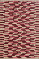 Flat Weave Kilim Antique Navaho Vintage handmade Modern Kilim Ivory Pink Hand-Woven Rectangle 100% Wool Area Rug 6x9