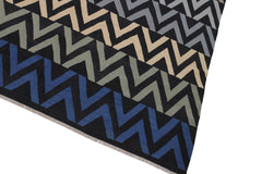 Flat Weave Kilim Antique Navaho Vintage handmade Modern Kilim Black Ivory Hand-Woven Rectangle 100% Wool Area Rug 8x10