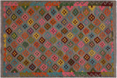 handmade Geometric Kilim Grey Pink Hand-Woven RECTANGLE 100% WOOL area rug 5 x 7