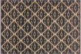handmade Modern Kilim Black Ivory Hand-Woven RECTANGLE 100% WOOL area rug 6' x 8'