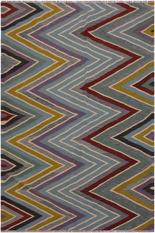 Flat Weave Kilim Antique Navaho Vintage handmade Modern Kilim Grey Red Hand-Woven Rectangle 100% Wool Area Rug 5x7
