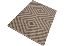 Flat Weave Kilim Antique Navaho Vintage handmade Modern Kilim Ivory Grey Hand-Woven Rectangle 100% Wool Area Rug 5x7