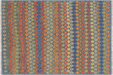 handmade Modern Kilim Blue Rust Hand-Woven RECTANGLE 100% WOOL area rug 5x7