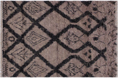 handmade Geometric Moroccan Lt. Brown Black Hand Knotted RECTANGLE 100% WOOL area rug 4' x 6'