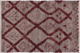 handmade Geometric Moroccan Lt. Gray Rust Hand Knotted RECTANGLE 100% WOOL area rug 4' x 6'