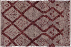 handmade Geometric Moroccan Lt. Gray Rust Hand Knotted RECTANGLE 100% WOOL area rug 4' x 6'