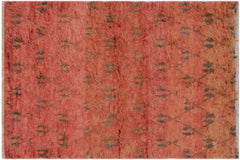 handmade Geometric Moroccan Rust Brown Hand Knotted RECTANGLE 100% WOOL area rug 5' x 8'