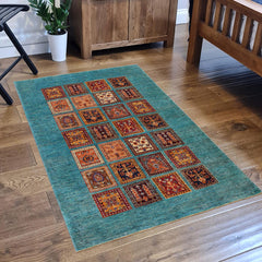 handmade Geometric Kurjean Green Rust Hand Knotted RECTANGLE 100% WOOL area rug 4x6