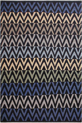 Flat Weave Kilim Antique Navaho Vintage handmade Modern Kilim Black Blue Hand-Woven Rectangle 100% Wool Area Rug 9x12