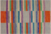 handmade Modern Kilim Grey Purple Hand-Woven RECTANGLE 100% WOOL area rug 7x10